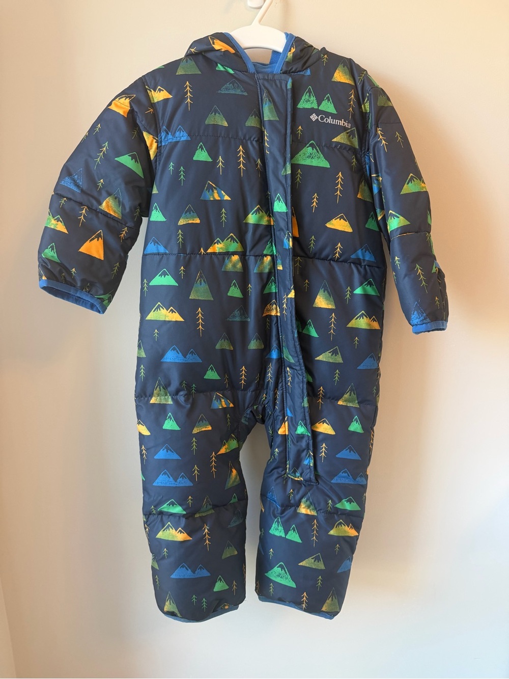 Columbia Navy Mountain Print Insulated Kids One-Piece Snow Suit 18-24M